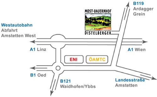Anfahrtsplan zum Most-Bauernhof & Bauernmuseum Distelberger